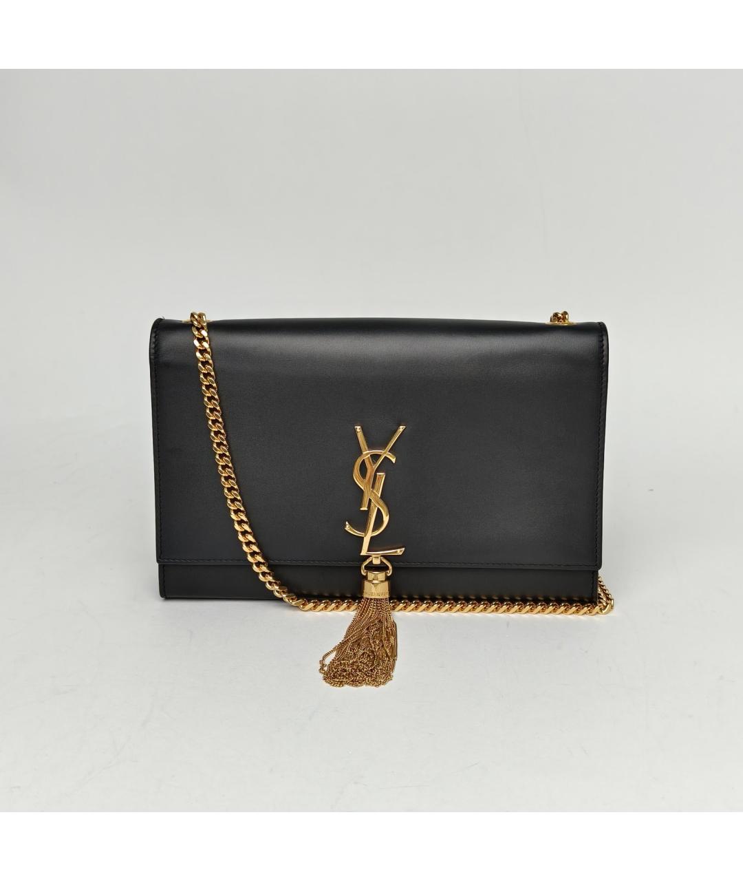 SAINT LAURENT Черная кожаная сумка через плечо, фото 2