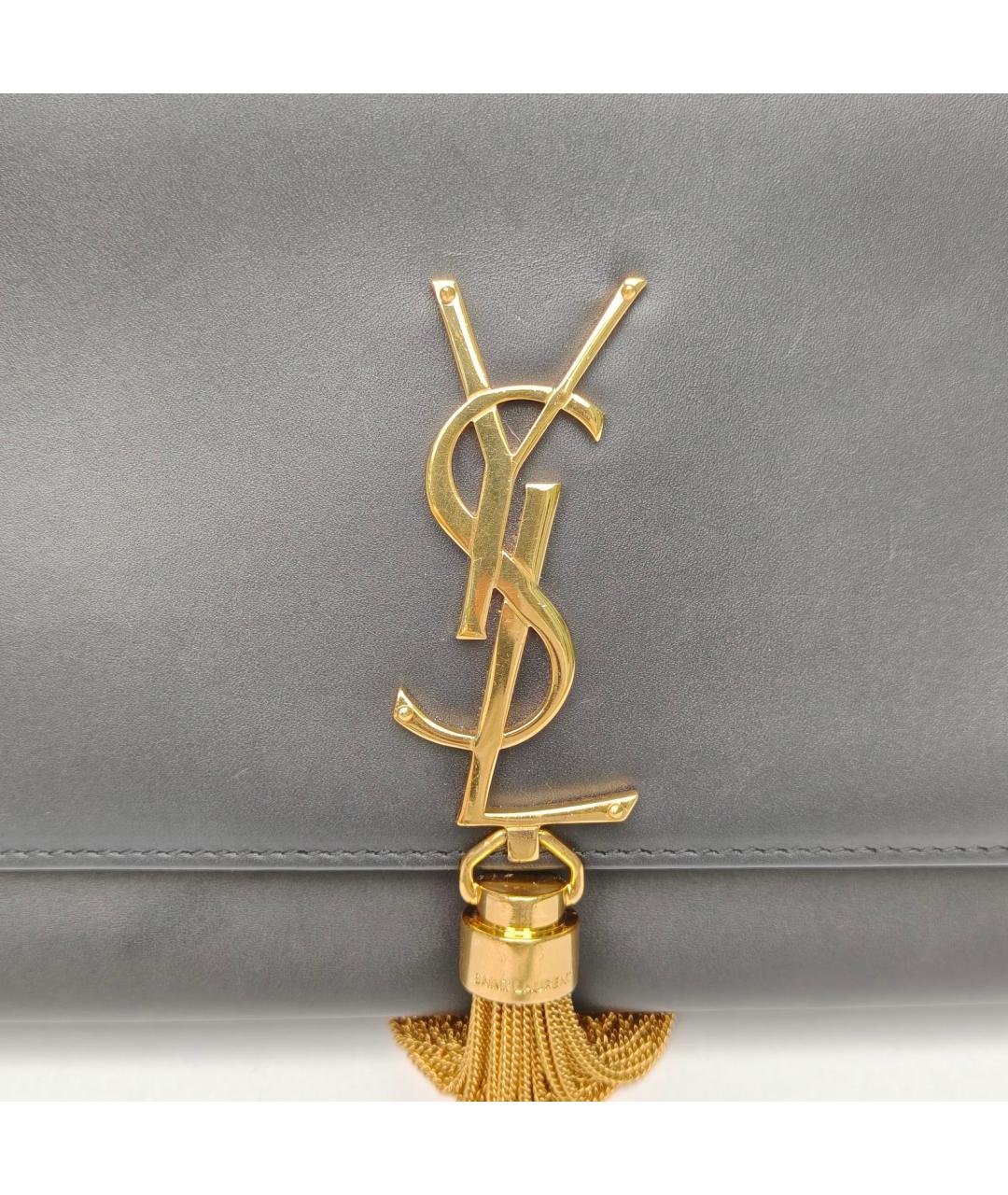 SAINT LAURENT Черная кожаная сумка через плечо, фото 7