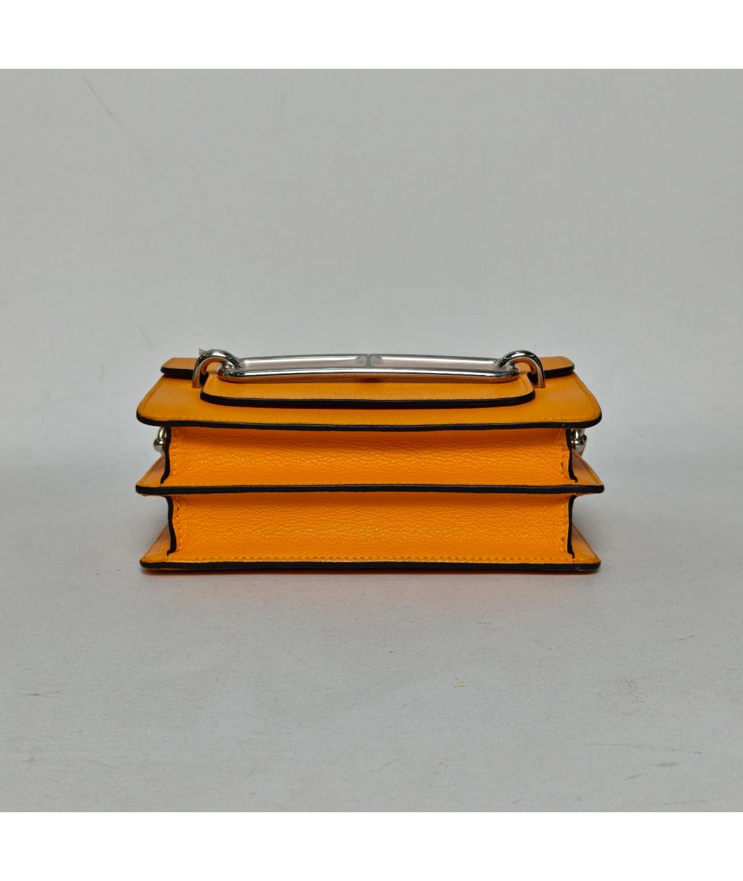 HERMES Желтая кожаная сумка через плечо, фото 6