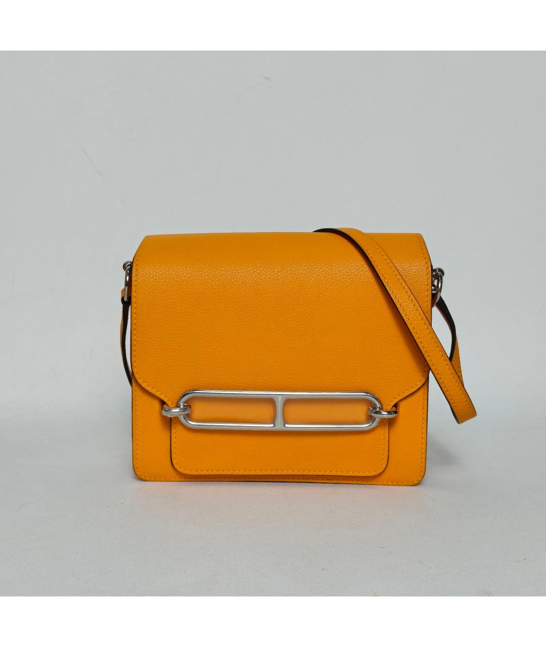 HERMES Желтая кожаная сумка через плечо, фото 9