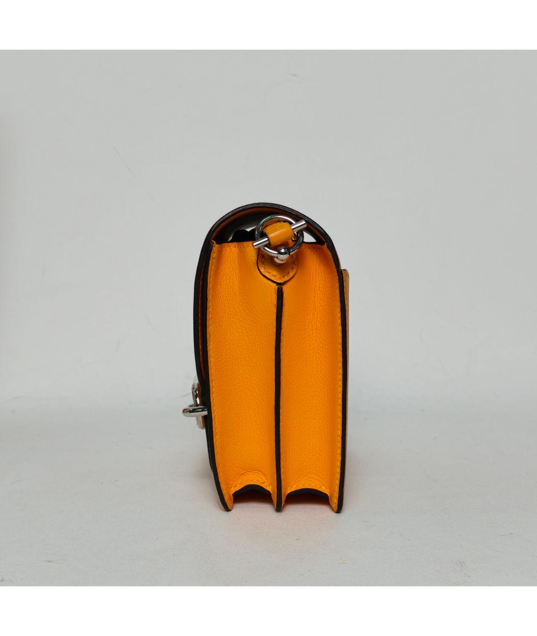 HERMES Желтая кожаная сумка через плечо, фото 3