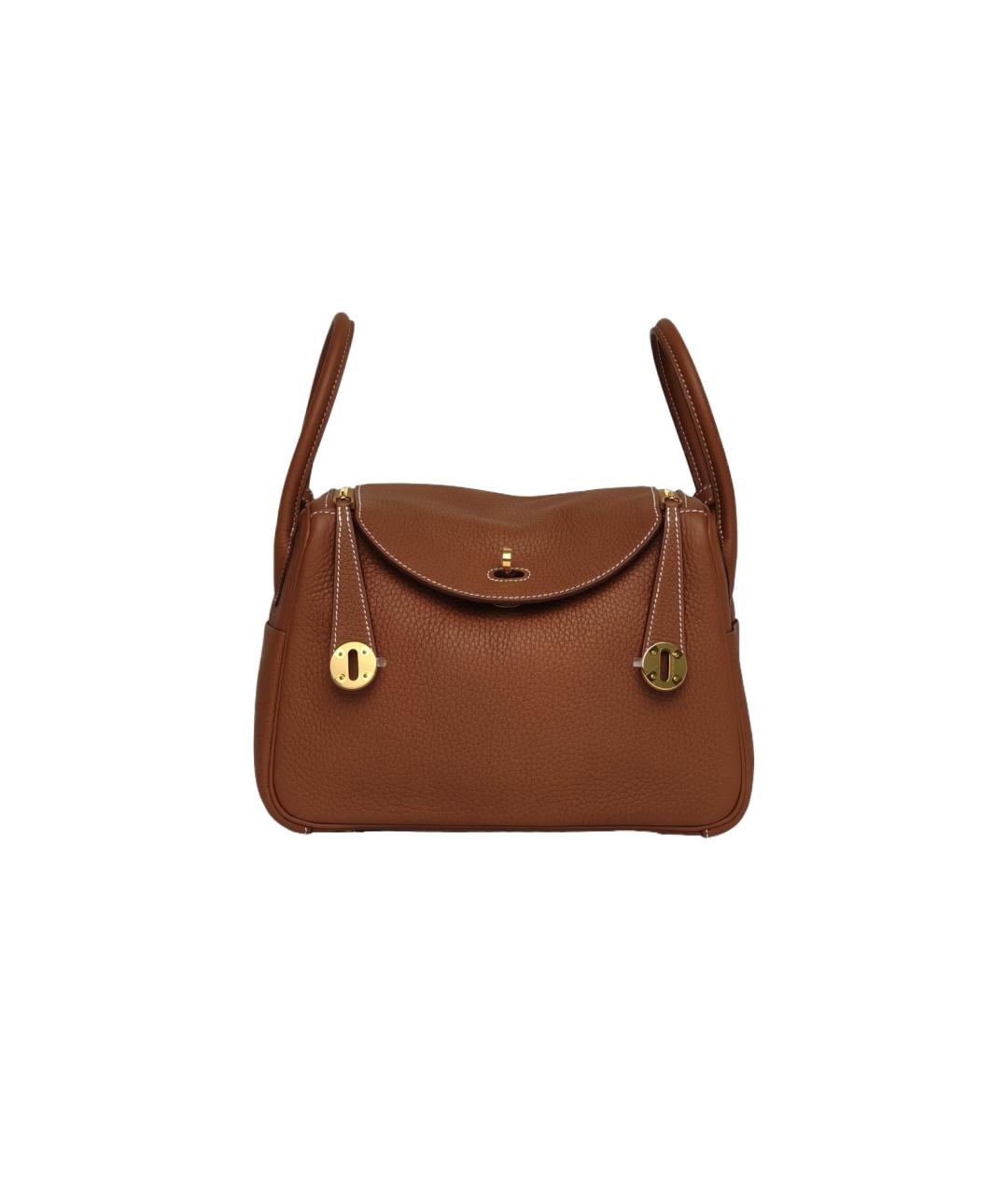 HERMES Коричневая кожаная сумка с короткими ручками, фото 1