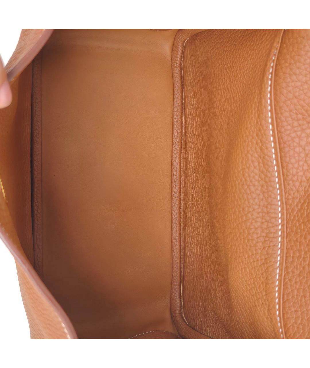 HERMES Коричневая кожаная сумка с короткими ручками, фото 8