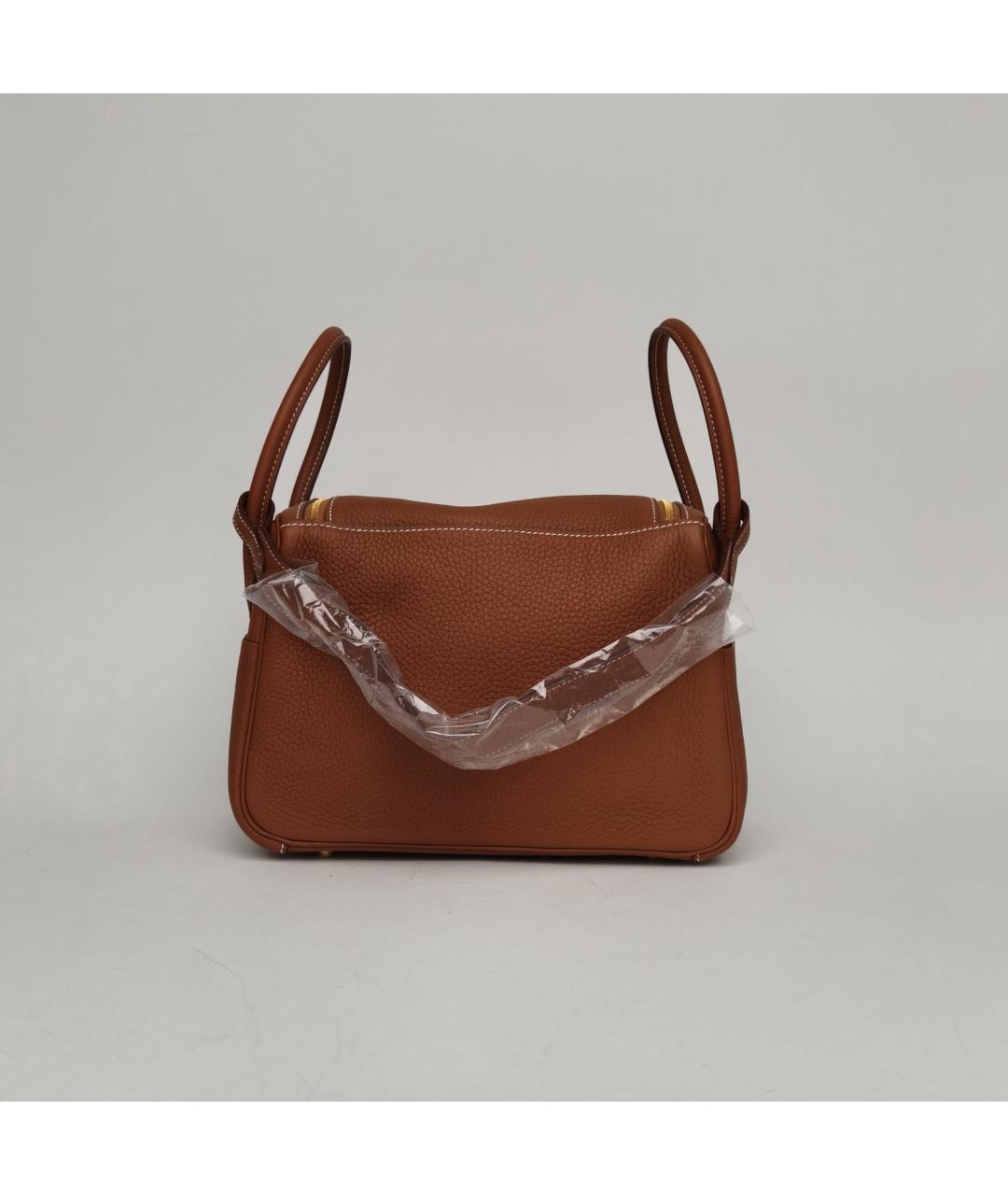 HERMES Коричневая кожаная сумка с короткими ручками, фото 4