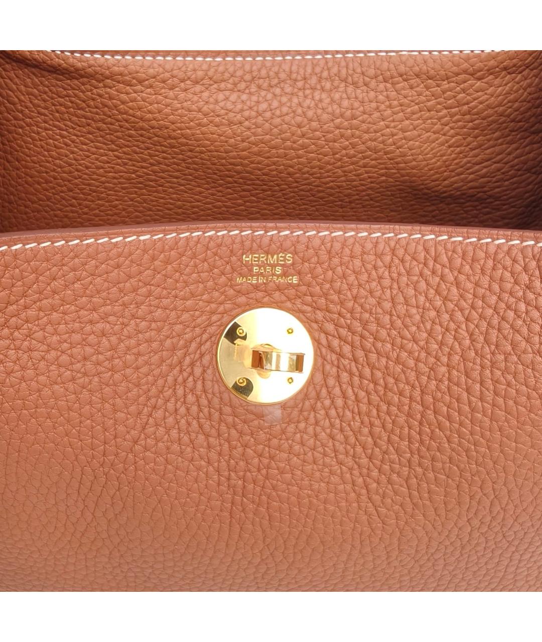 HERMES Коричневая кожаная сумка с короткими ручками, фото 6