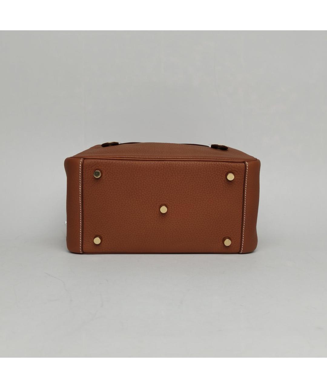 HERMES Коричневая кожаная сумка с короткими ручками, фото 5