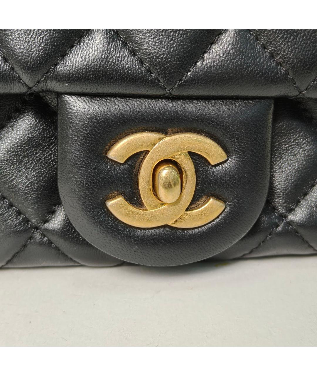 CHANEL Черная кожаная сумка через плечо, фото 7