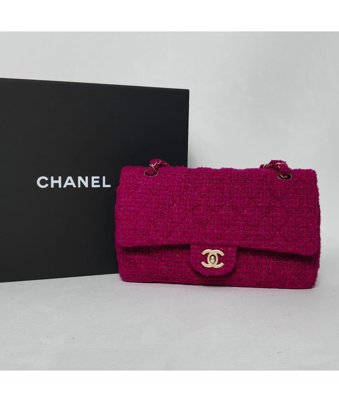 CHANEL Фуксия твидовая сумка через плечо, фото 9