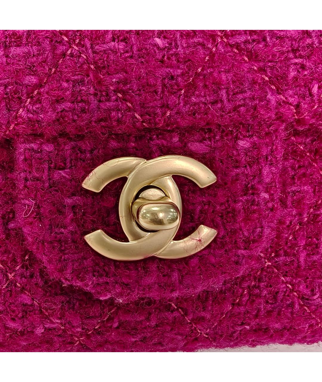 CHANEL Фуксия твидовая сумка через плечо, фото 7