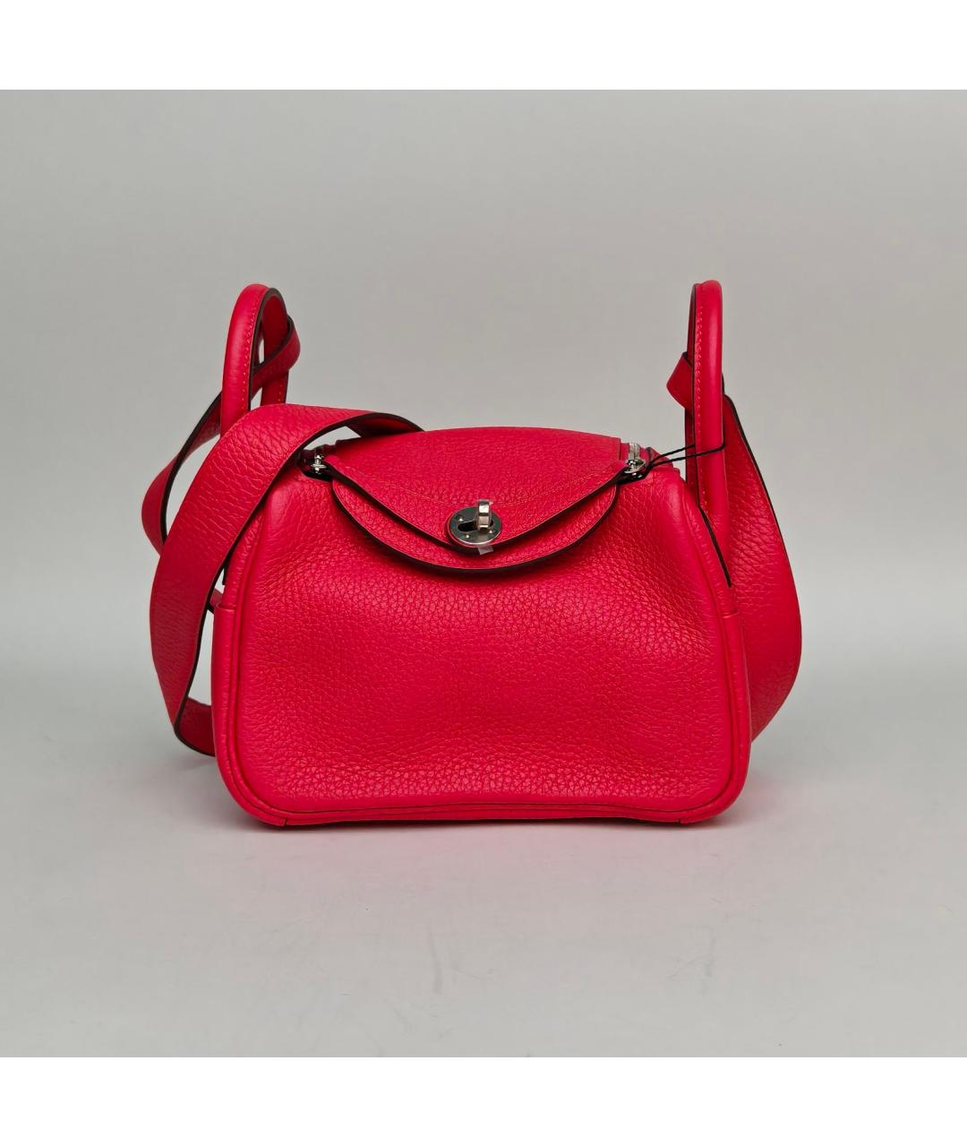 HERMES Красная кожаная сумка с короткими ручками, фото 2