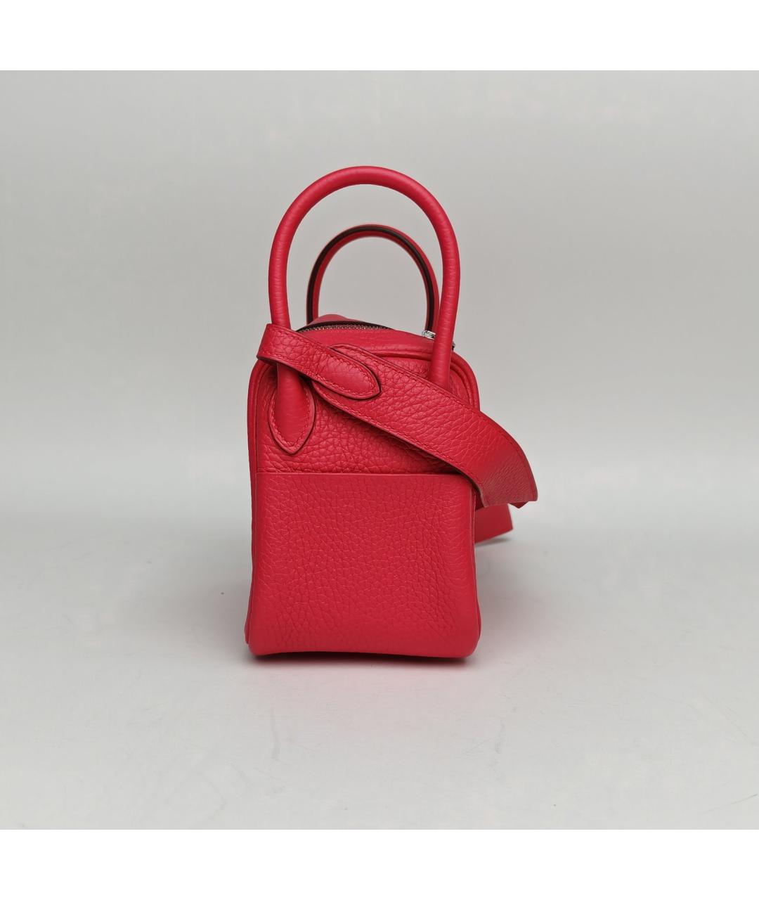 HERMES Красная кожаная сумка с короткими ручками, фото 5