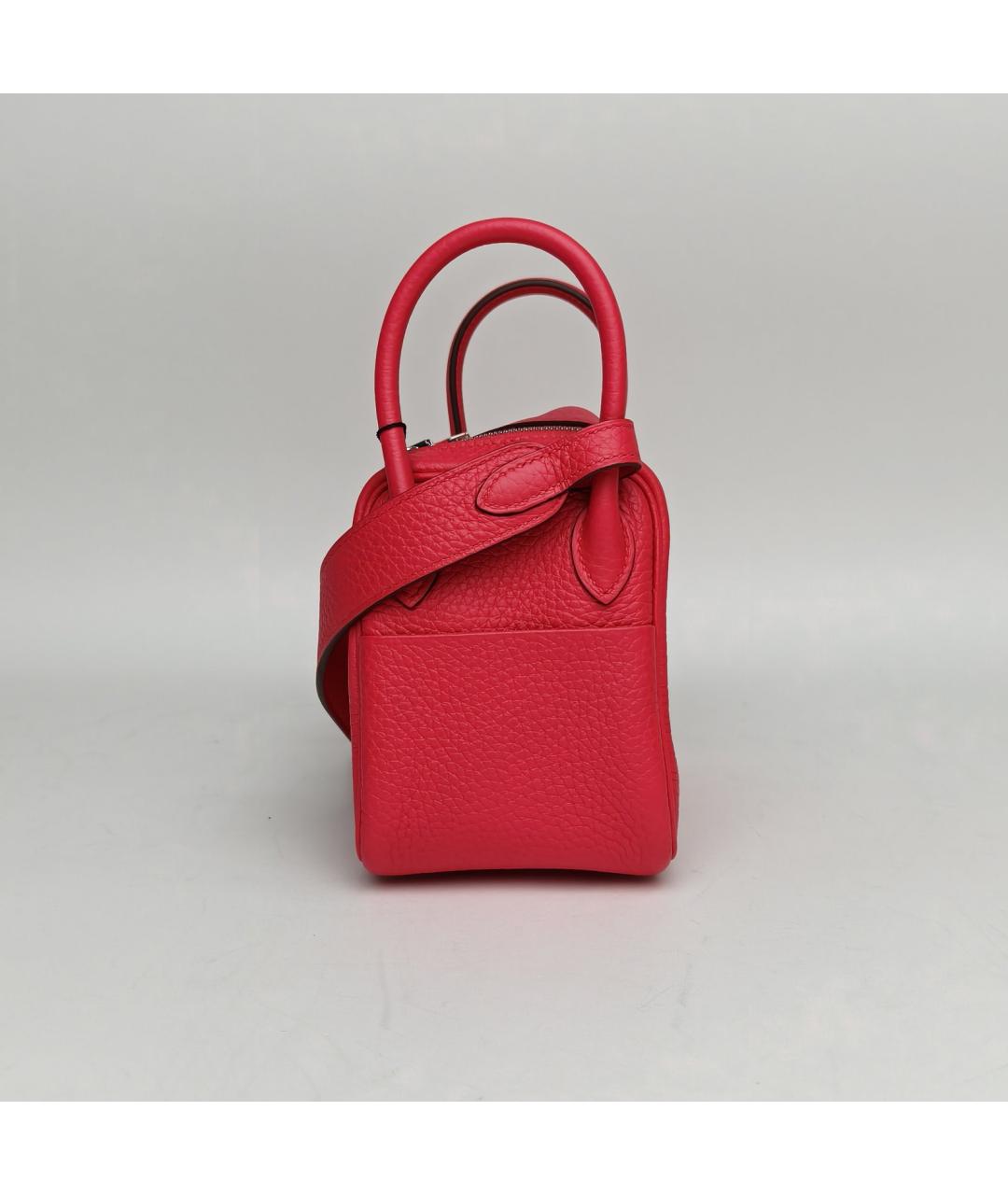 HERMES Красная кожаная сумка с короткими ручками, фото 3