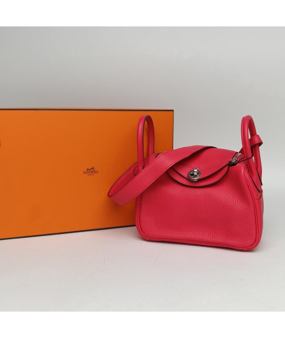 HERMES Красная кожаная сумка с короткими ручками, фото 9