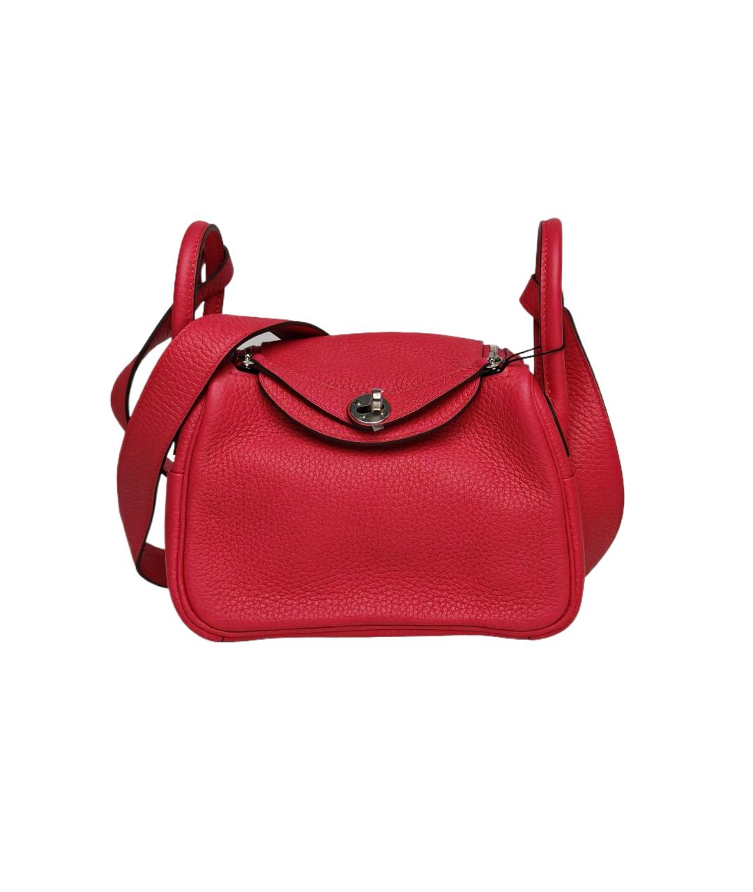 HERMES Красная кожаная сумка с короткими ручками, фото 1