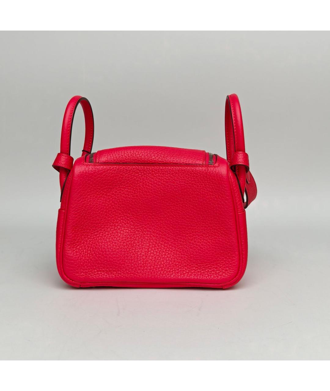 HERMES Красная кожаная сумка с короткими ручками, фото 4