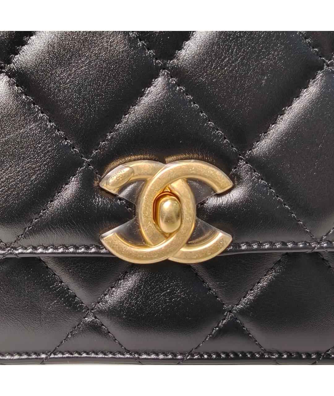 CHANEL Черная кожаная сумка через плечо, фото 7