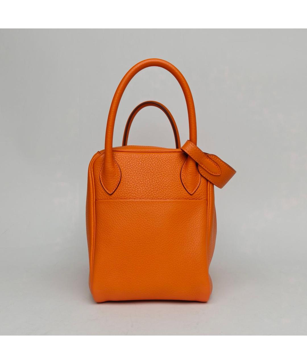 HERMES Оранжевая кожаная сумка с короткими ручками, фото 5