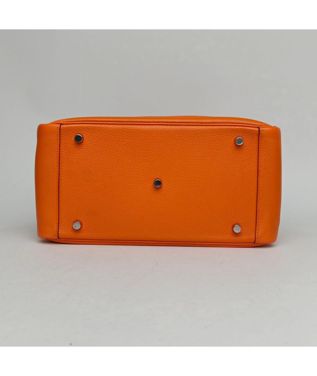 HERMES Оранжевая кожаная сумка с короткими ручками, фото 6
