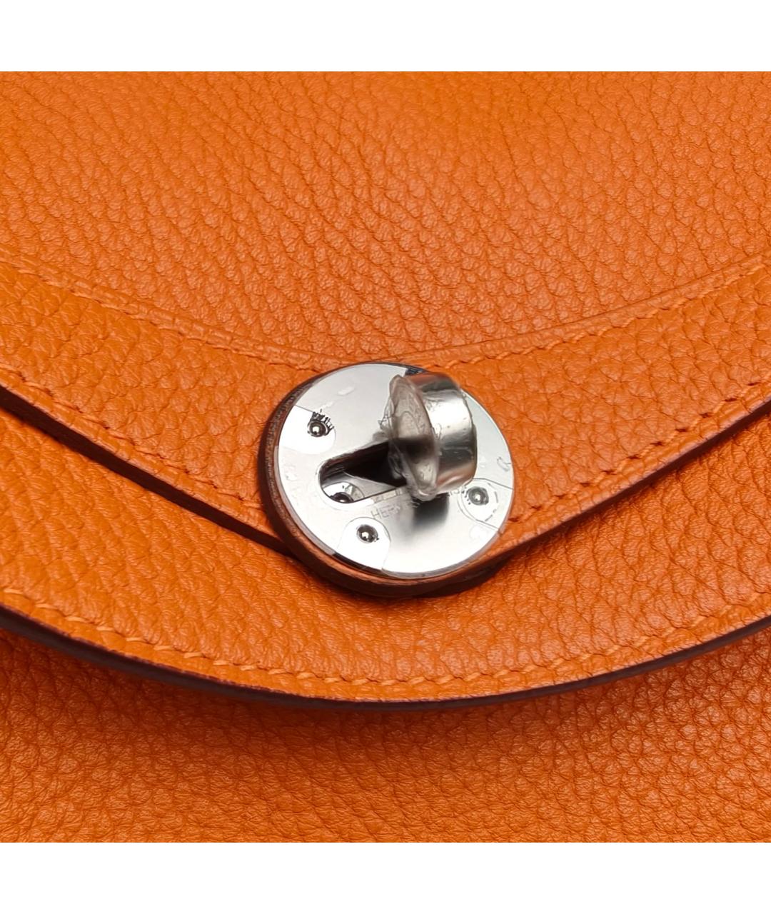 HERMES Оранжевая кожаная сумка с короткими ручками, фото 7