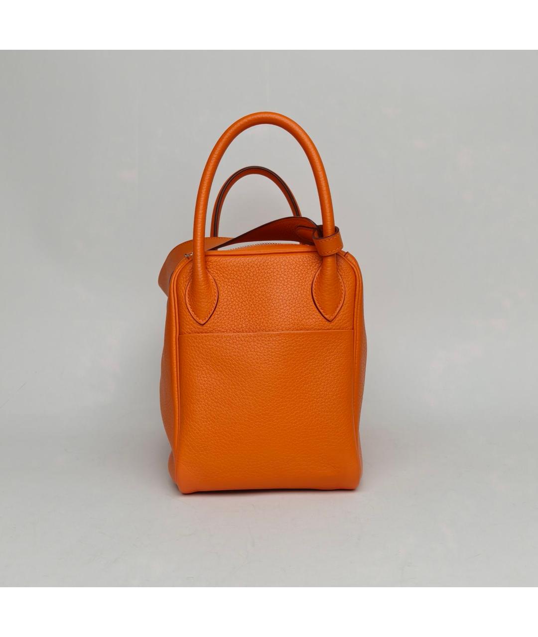 HERMES Оранжевая кожаная сумка с короткими ручками, фото 3