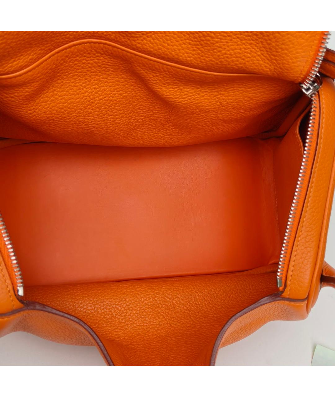 HERMES Оранжевая кожаная сумка с короткими ручками, фото 8