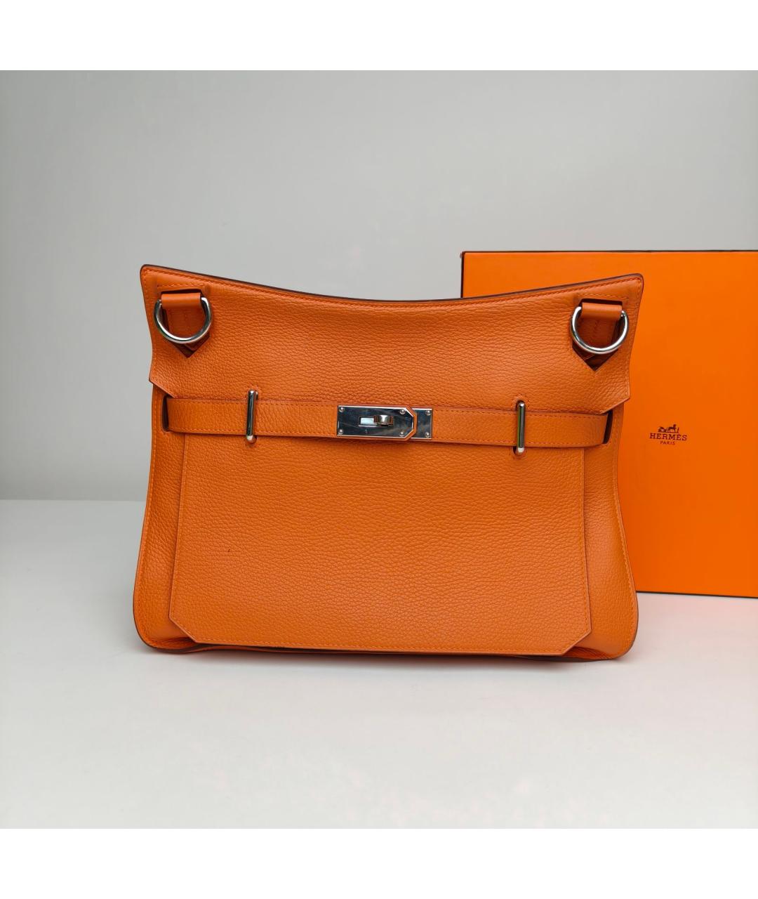 HERMES Оранжевая кожаная сумка через плечо, фото 9