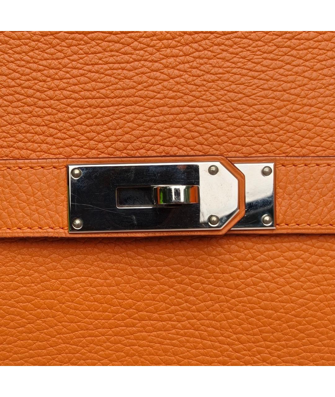 HERMES Оранжевая кожаная сумка через плечо, фото 7