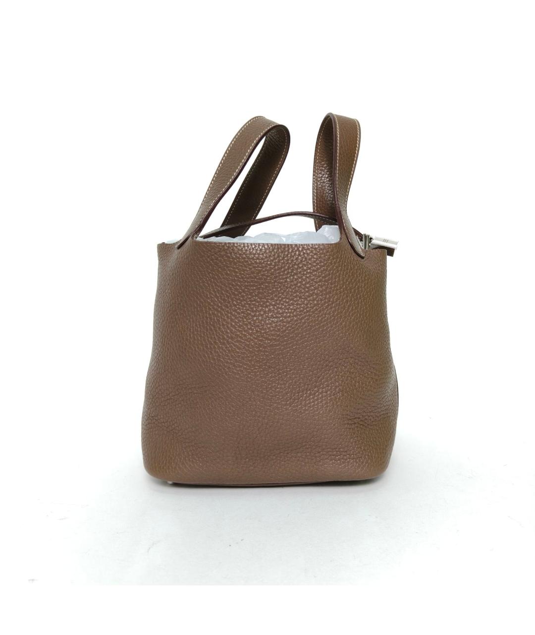 HERMES Бежевая кожаная сумка с короткими ручками, фото 3