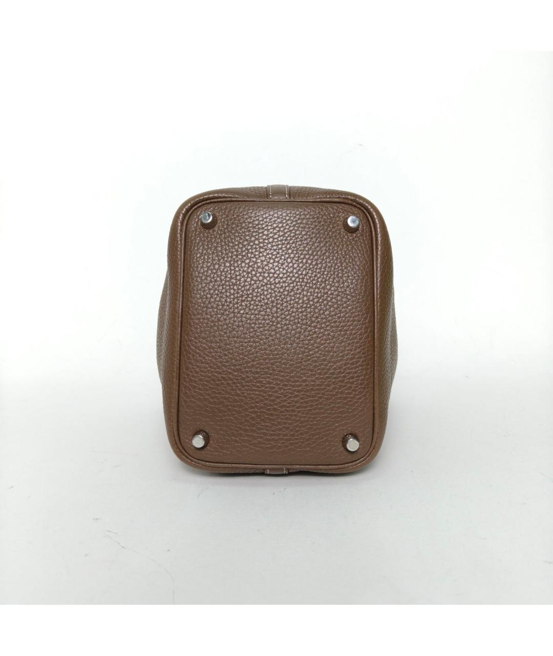 HERMES Бежевая кожаная сумка с короткими ручками, фото 6