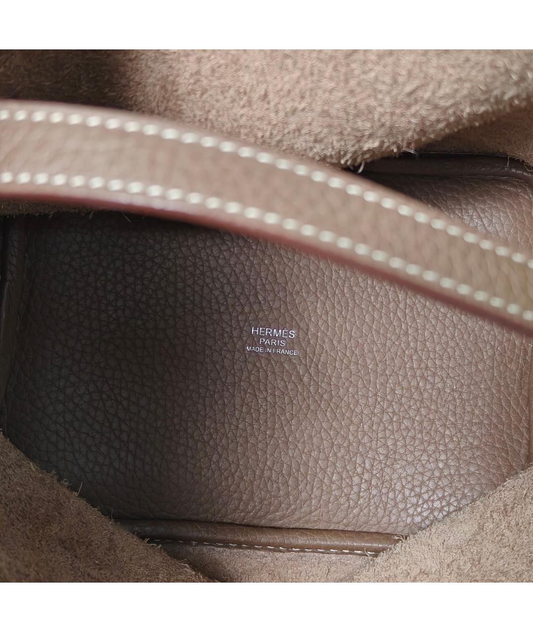 HERMES Бежевая кожаная сумка с короткими ручками, фото 8