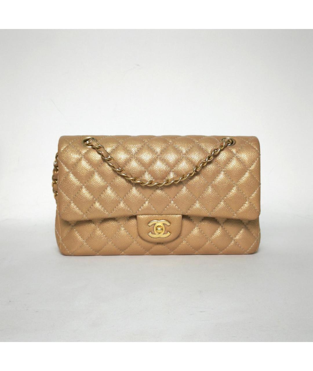 CHANEL Золотая кожаная сумка через плечо, фото 2