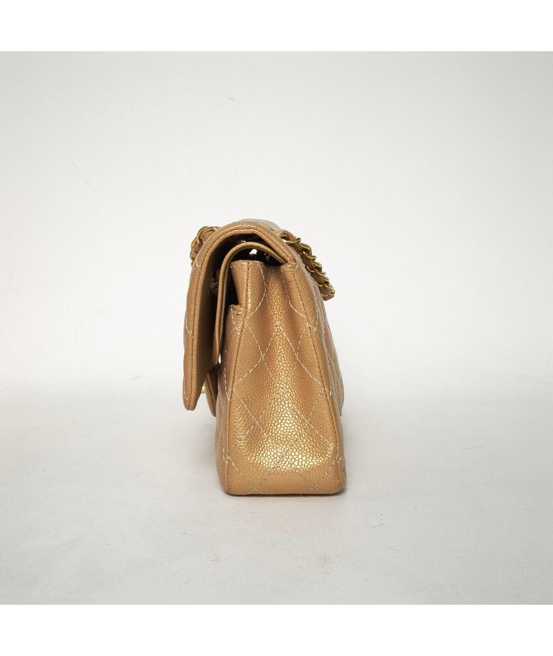 CHANEL Золотая кожаная сумка через плечо, фото 3