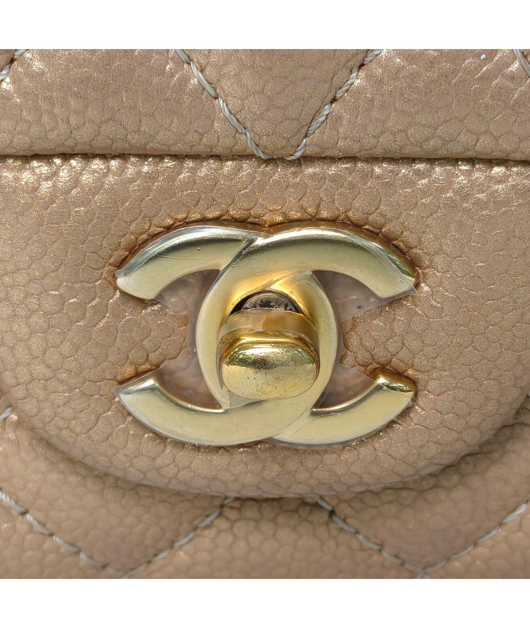 CHANEL Золотая кожаная сумка через плечо, фото 7