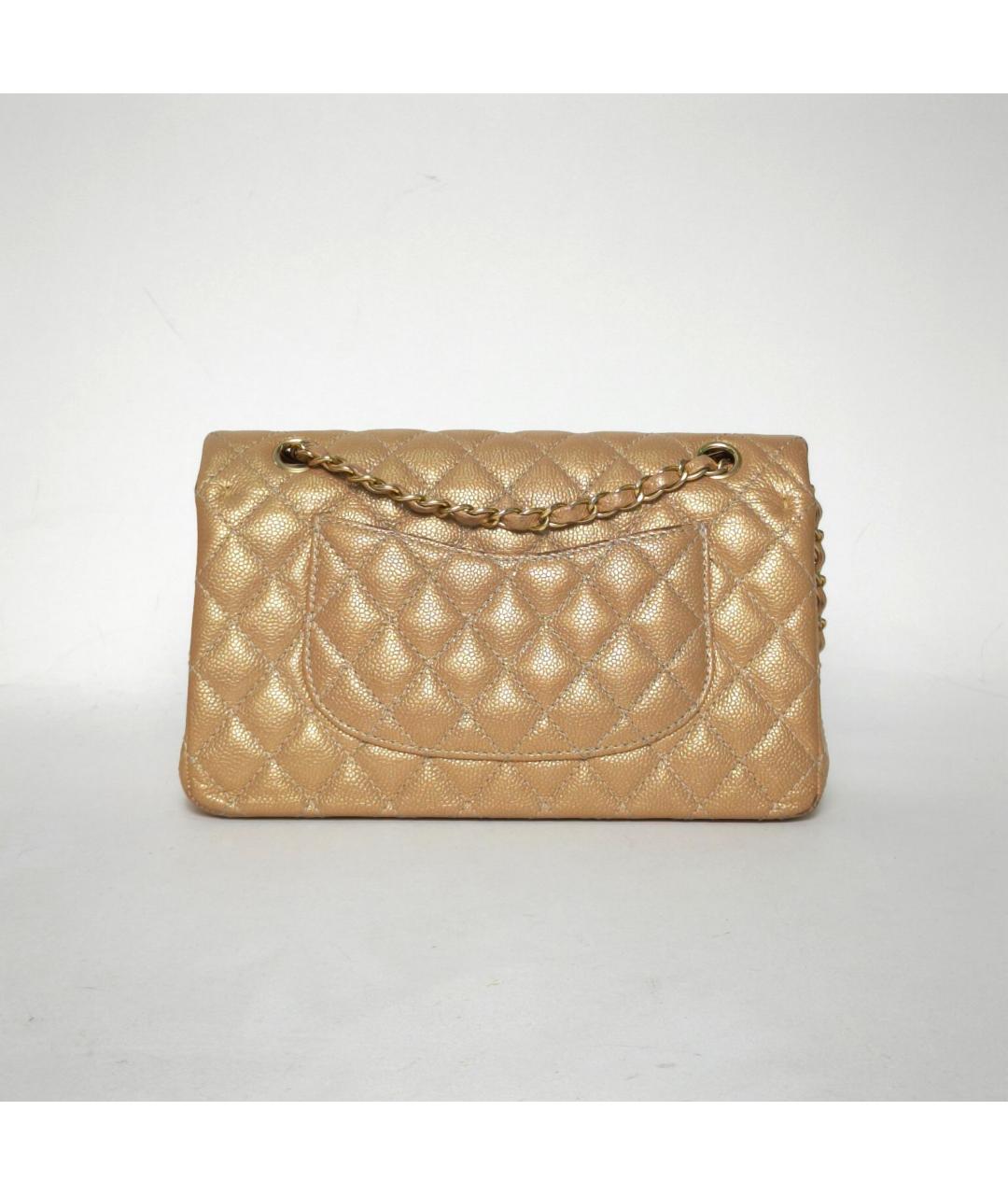 CHANEL Золотая кожаная сумка через плечо, фото 4