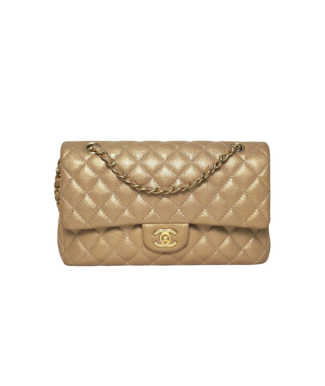CHANEL Золотая кожаная сумка через плечо, фото 1