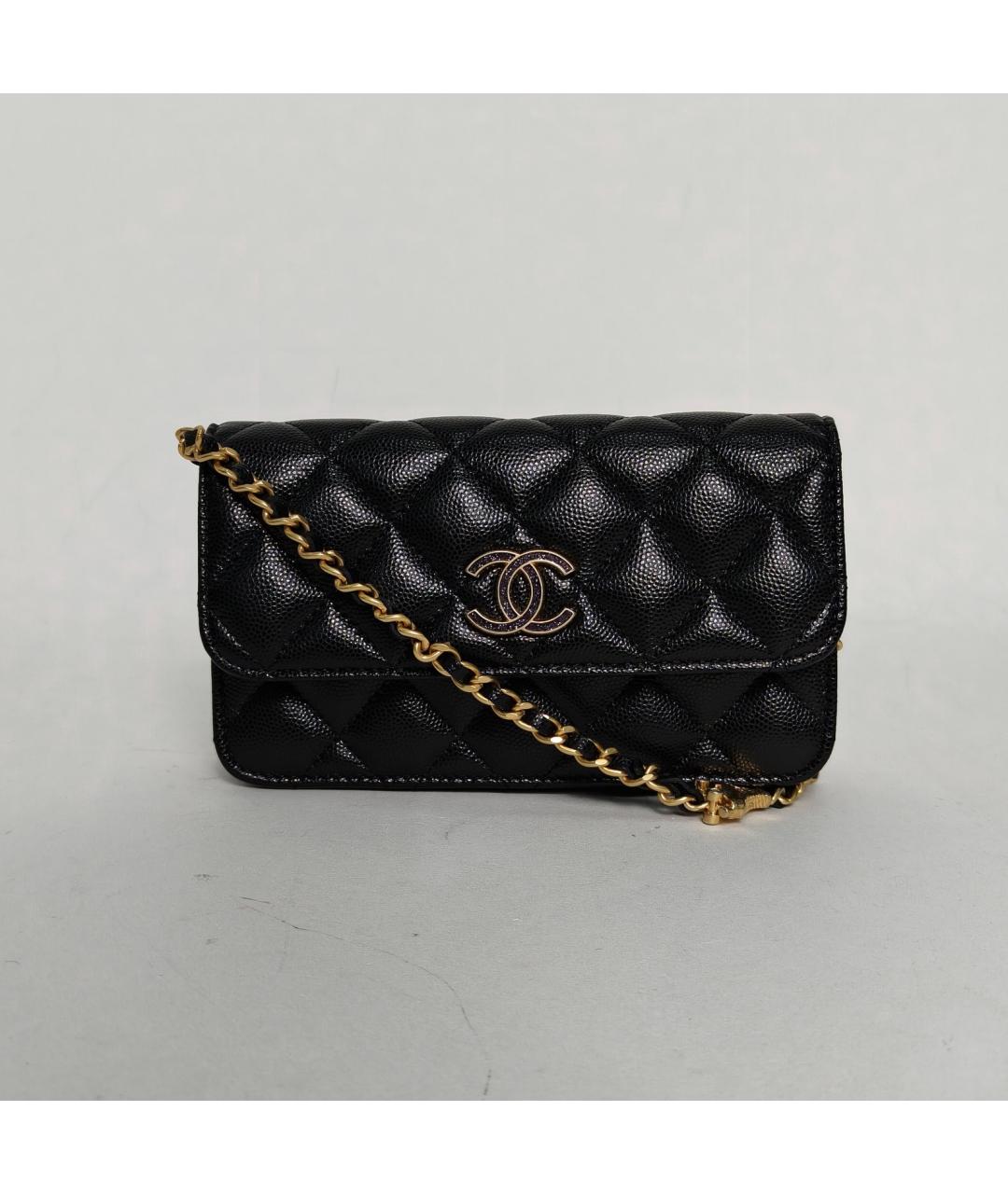 CHANEL Черная кожаная сумка через плечо, фото 8