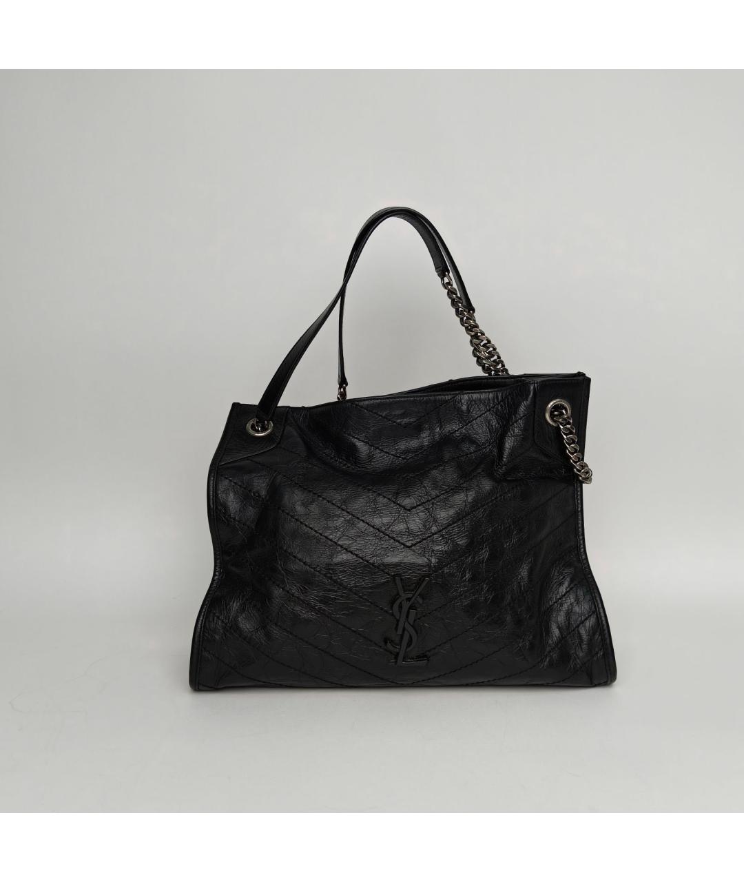 SAINT LAURENT Черная кожаная сумка через плечо, фото 2