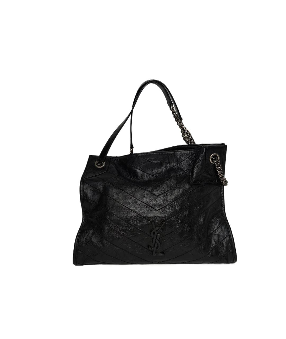 SAINT LAURENT Черная кожаная сумка через плечо, фото 1