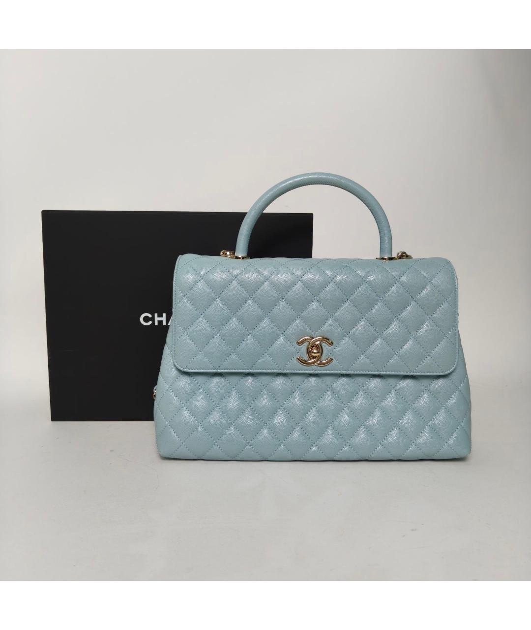 CHANEL Голубая кожаная сумка через плечо, фото 9