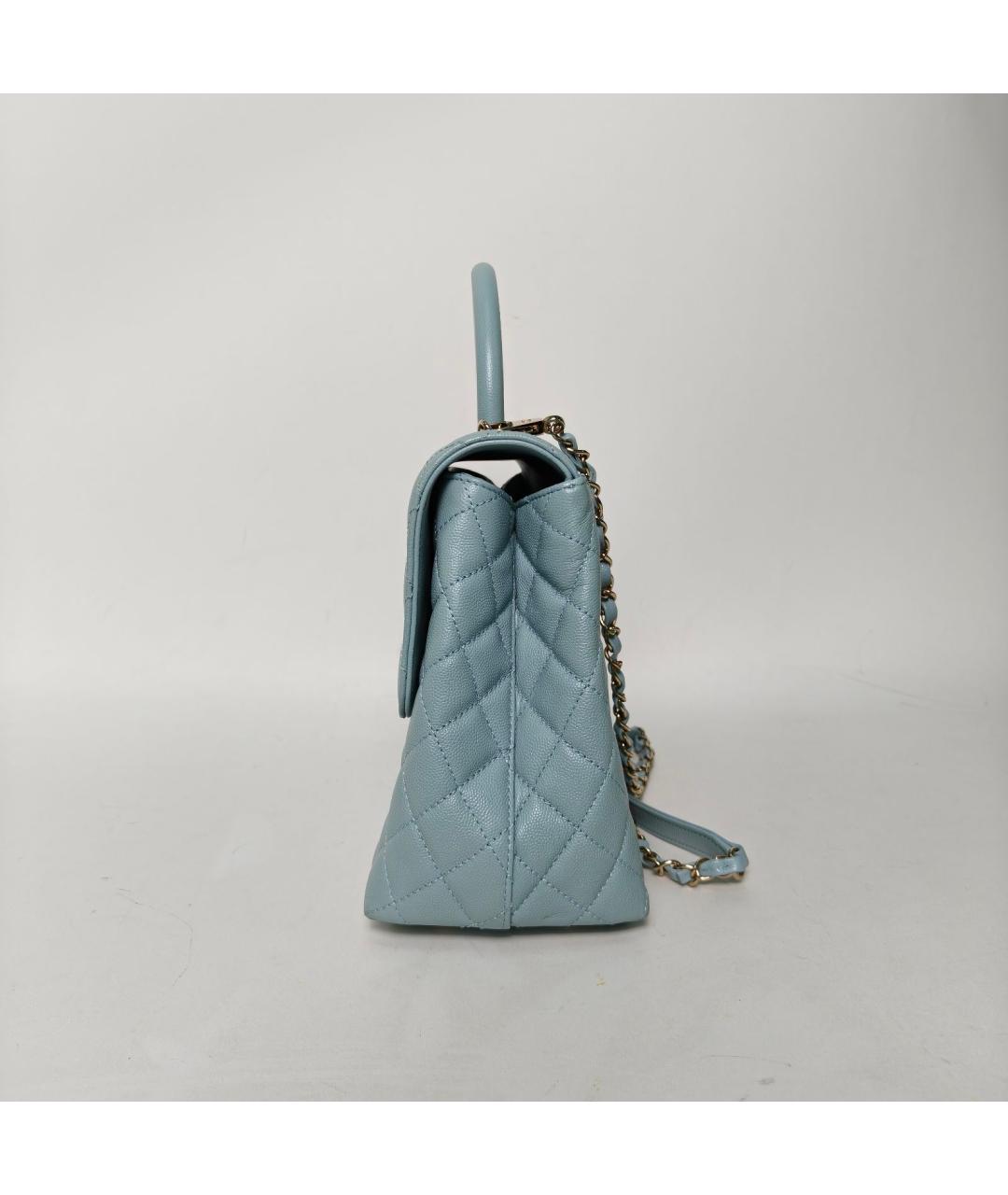 CHANEL Голубая кожаная сумка через плечо, фото 5