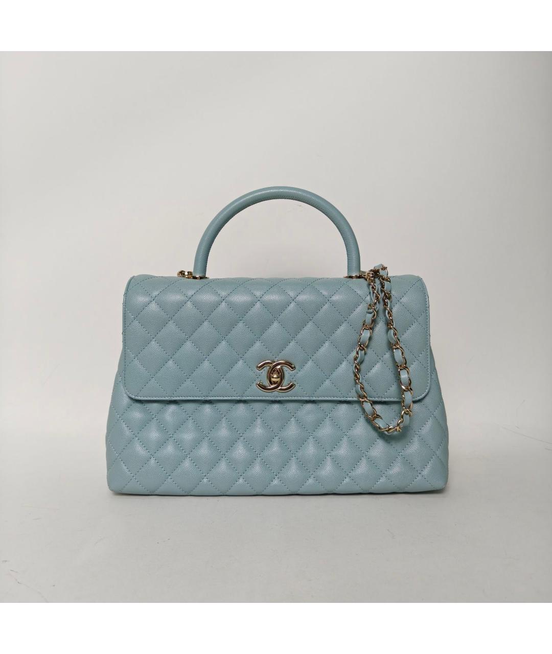 CHANEL Голубая кожаная сумка через плечо, фото 2