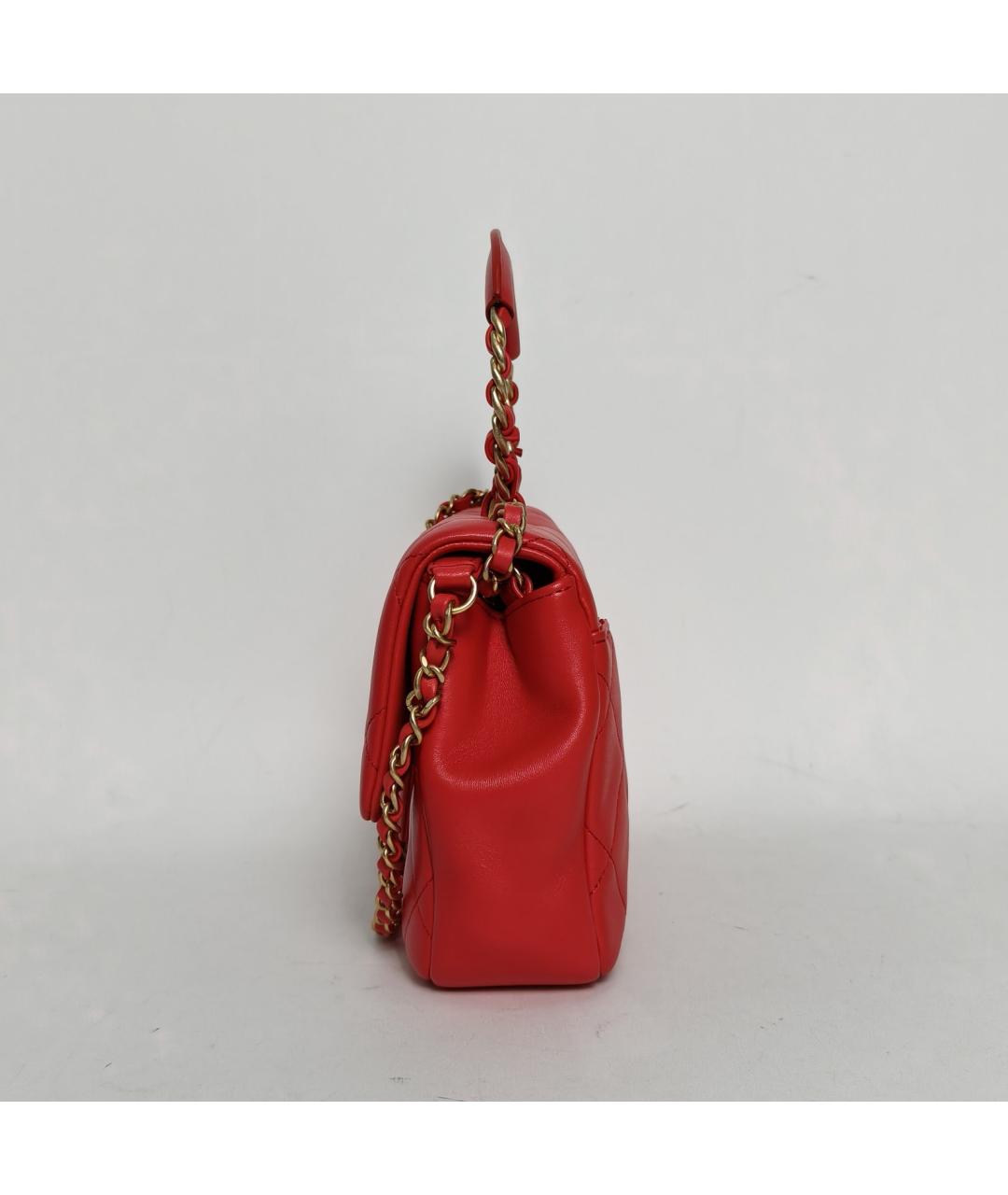 CHANEL Красная кожаная сумка с короткими ручками, фото 3