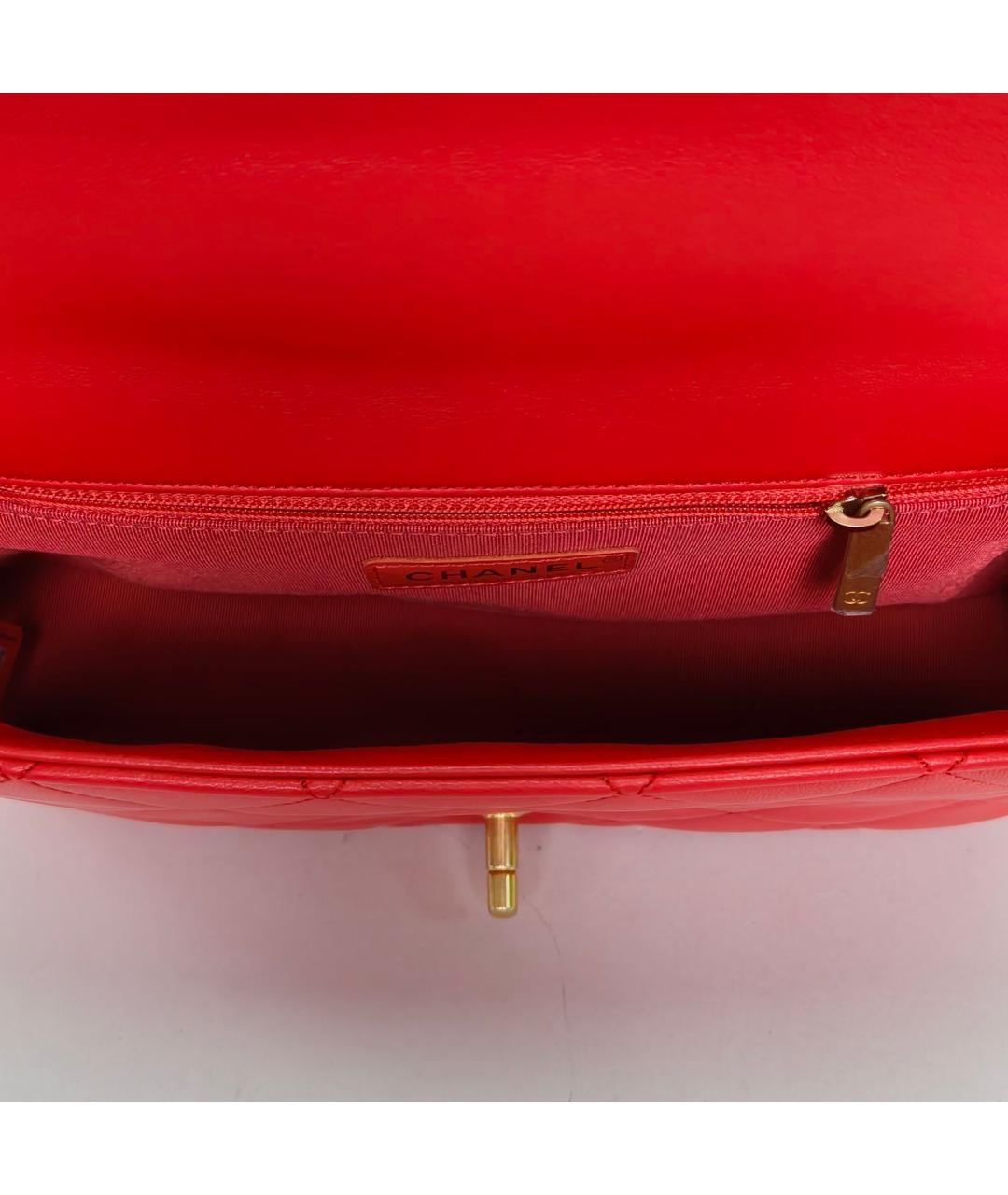 CHANEL Красная кожаная сумка с короткими ручками, фото 8