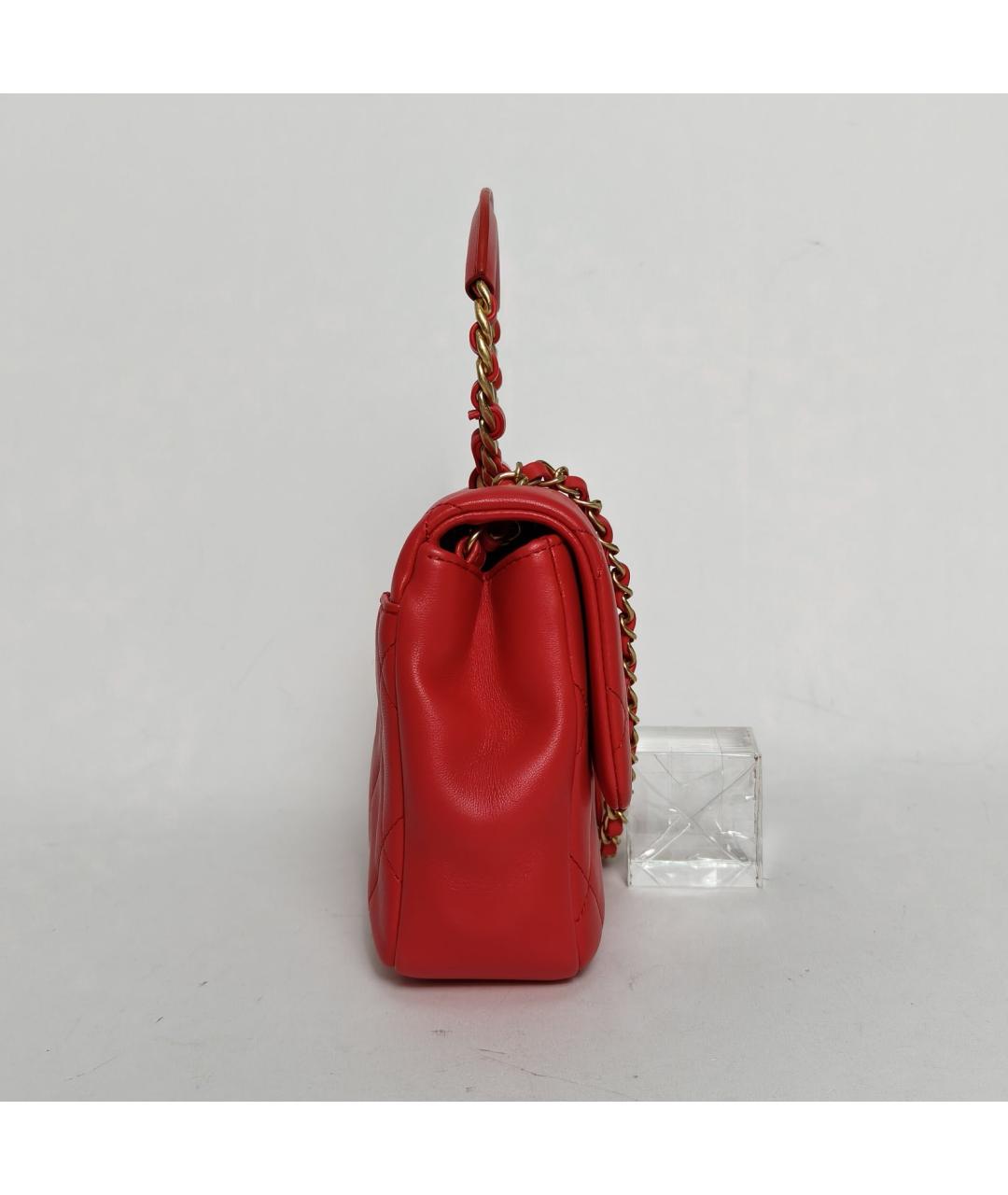 CHANEL Красная кожаная сумка с короткими ручками, фото 5