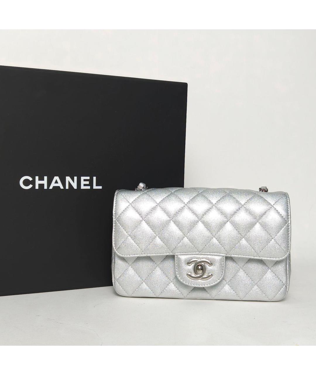 CHANEL Серебряная кожаная сумка через плечо, фото 9