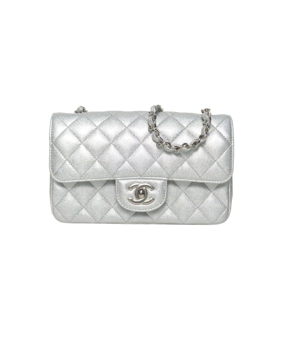 CHANEL Серебряная кожаная сумка через плечо, фото 1