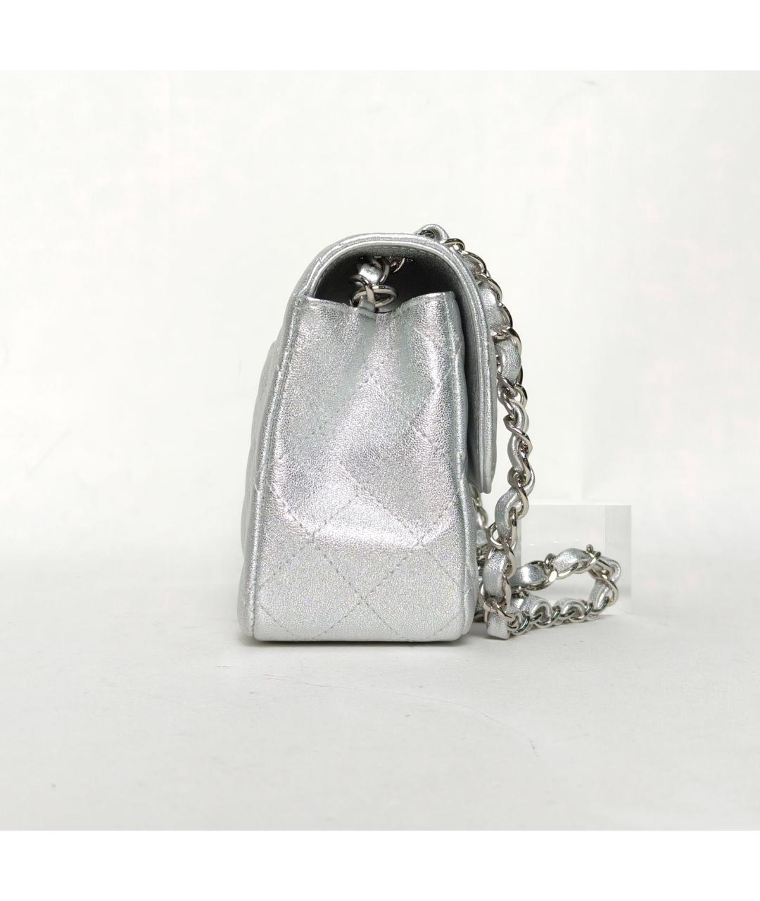 CHANEL Серебряная кожаная сумка через плечо, фото 3
