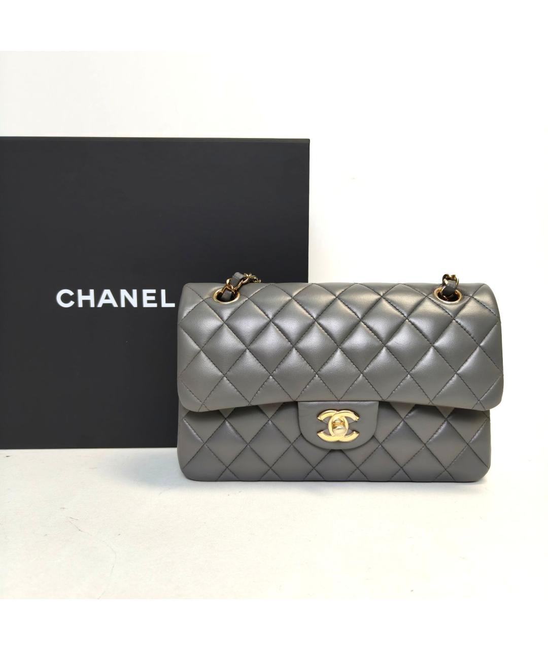 CHANEL Серая кожаная сумка через плечо, фото 8