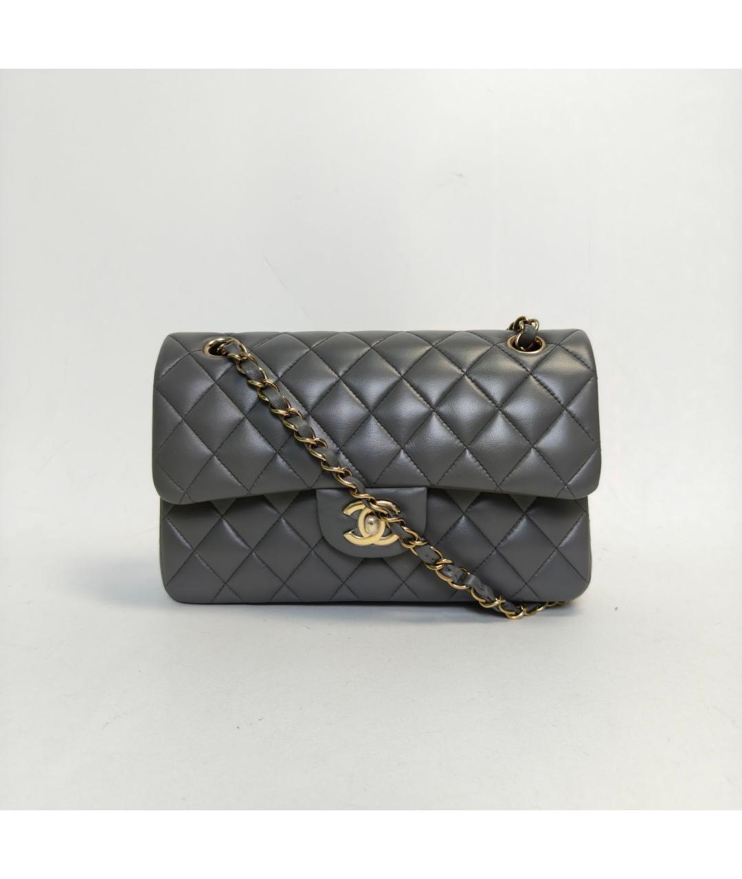 CHANEL Серая кожаная сумка через плечо, фото 2