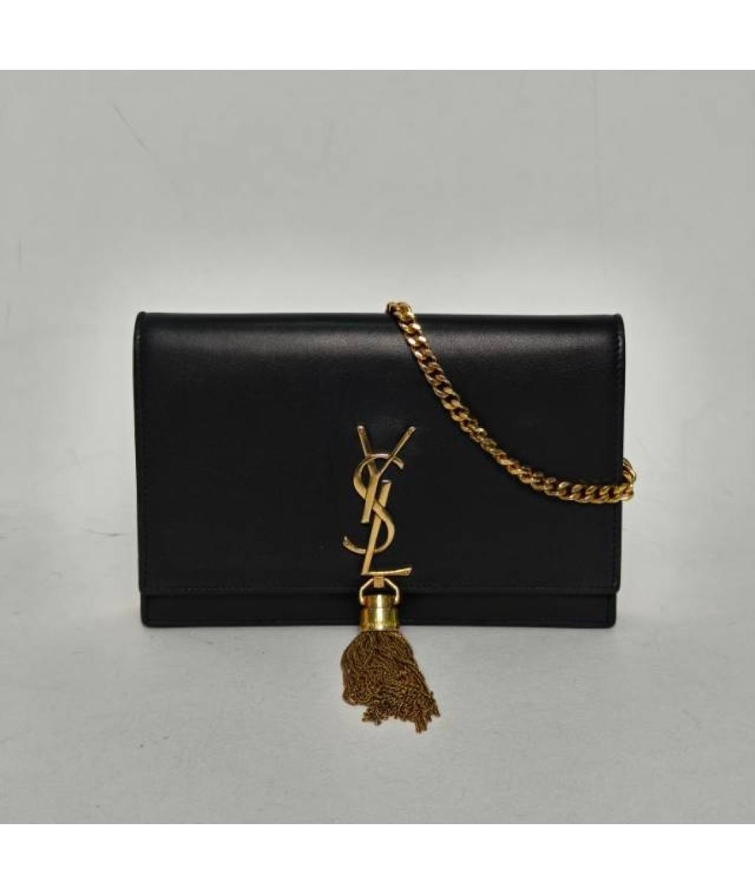SAINT LAURENT Черная кожаная сумка через плечо, фото 9